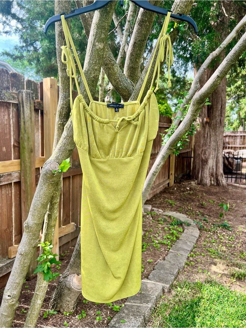 NWOT Kendall Kylie Tube Green Chic Peasant Summer Mini Dress S Tie Shoulder y2k - Picture 3 of 11